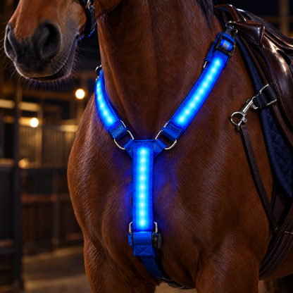 Close-up of the LED chest strap with snap clip